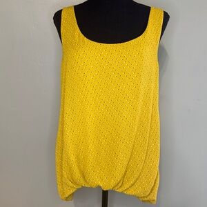 Ann Taylor LOFT Women Yellow White Black Floral Blouse Tank Top Shirt Sz Medium